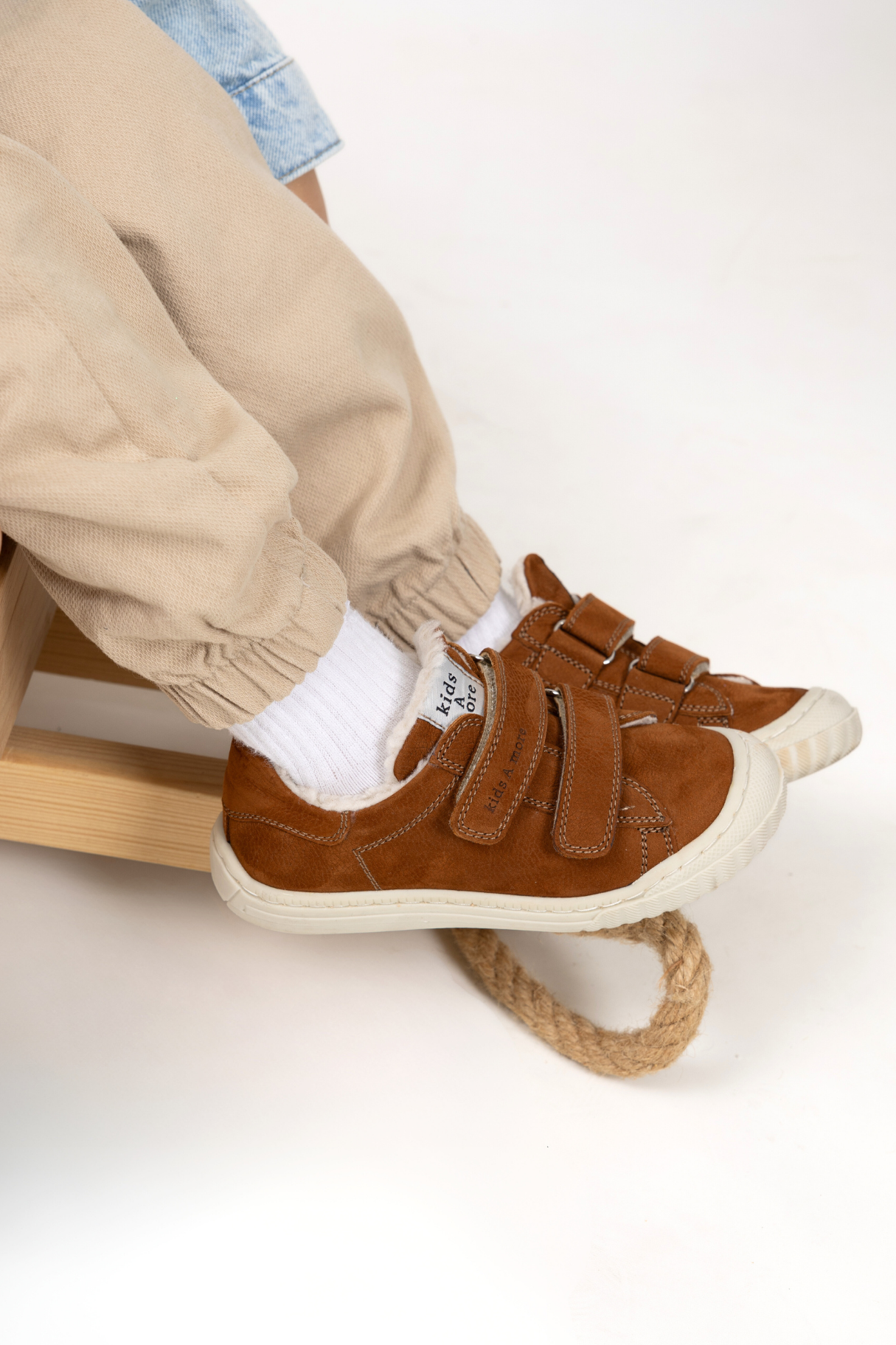 Pearl Çift Cırtlı Deri İçi Kürklü Unisex Ayakkabı Tarçın