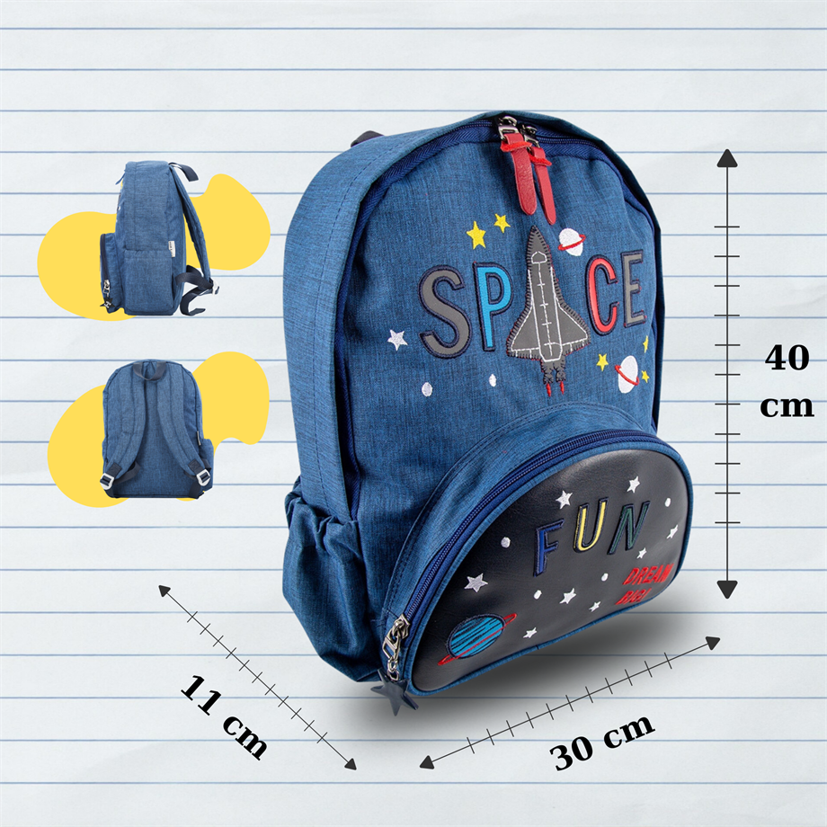 Space Fun Uzay Temalı Erkek Çocuk Sırt Çantası Lacivert