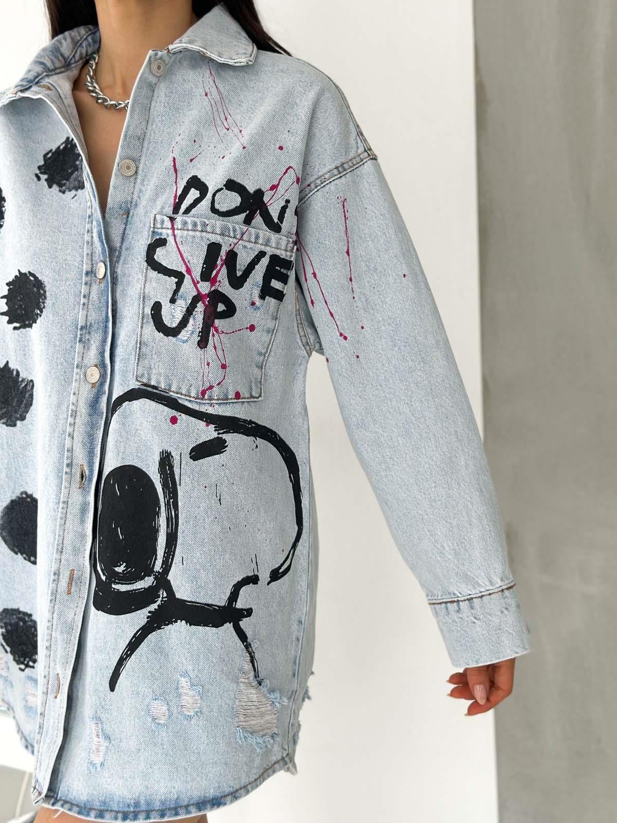  AsuArs design önü benekli snoopy handmade baskılı uzun kot ceket