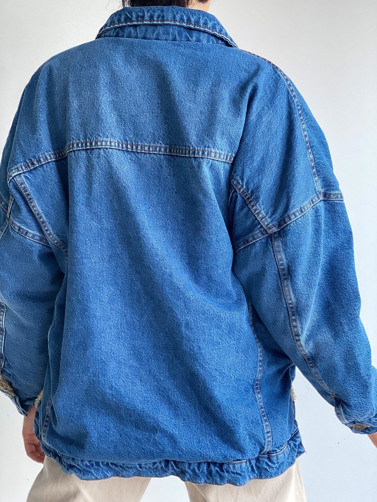 Kürklü Yanı Yırtmaçlı Oversize Kot Mont