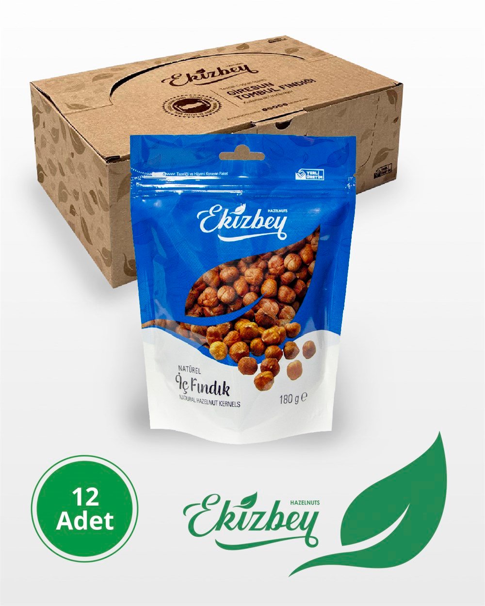 Ekizbey Natürel İç Fındık 180g 12 Adet