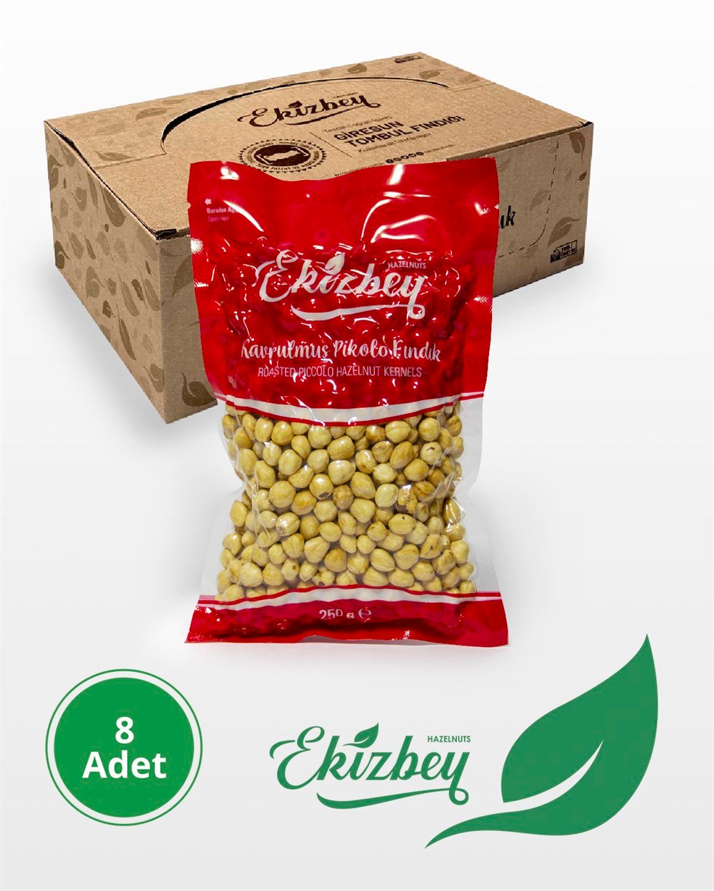 Ekizbey Vakum Kavrulmuş İç Pikolo Fındık 250g 8 Adet