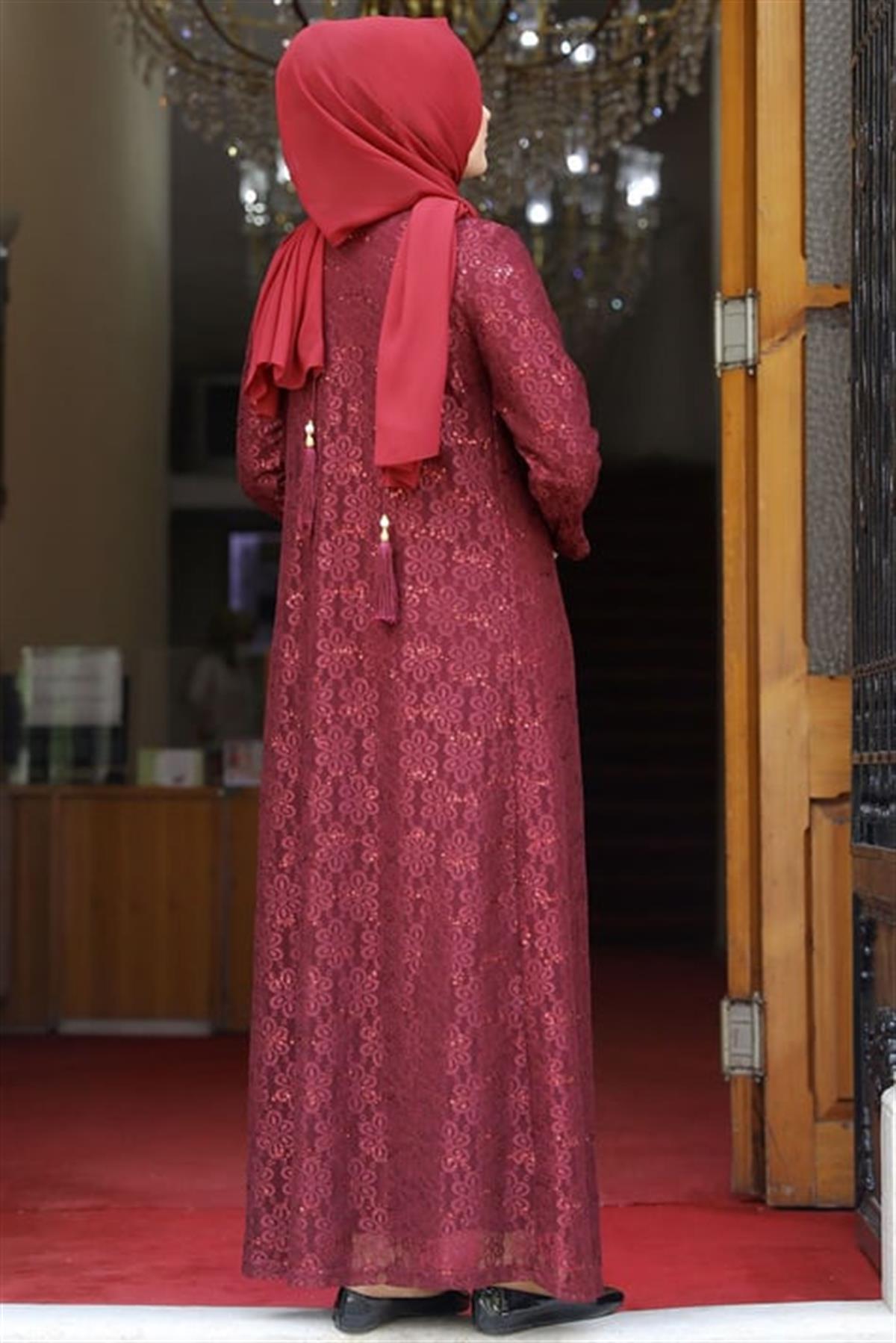  Papatya Abiye Elbise Bordo