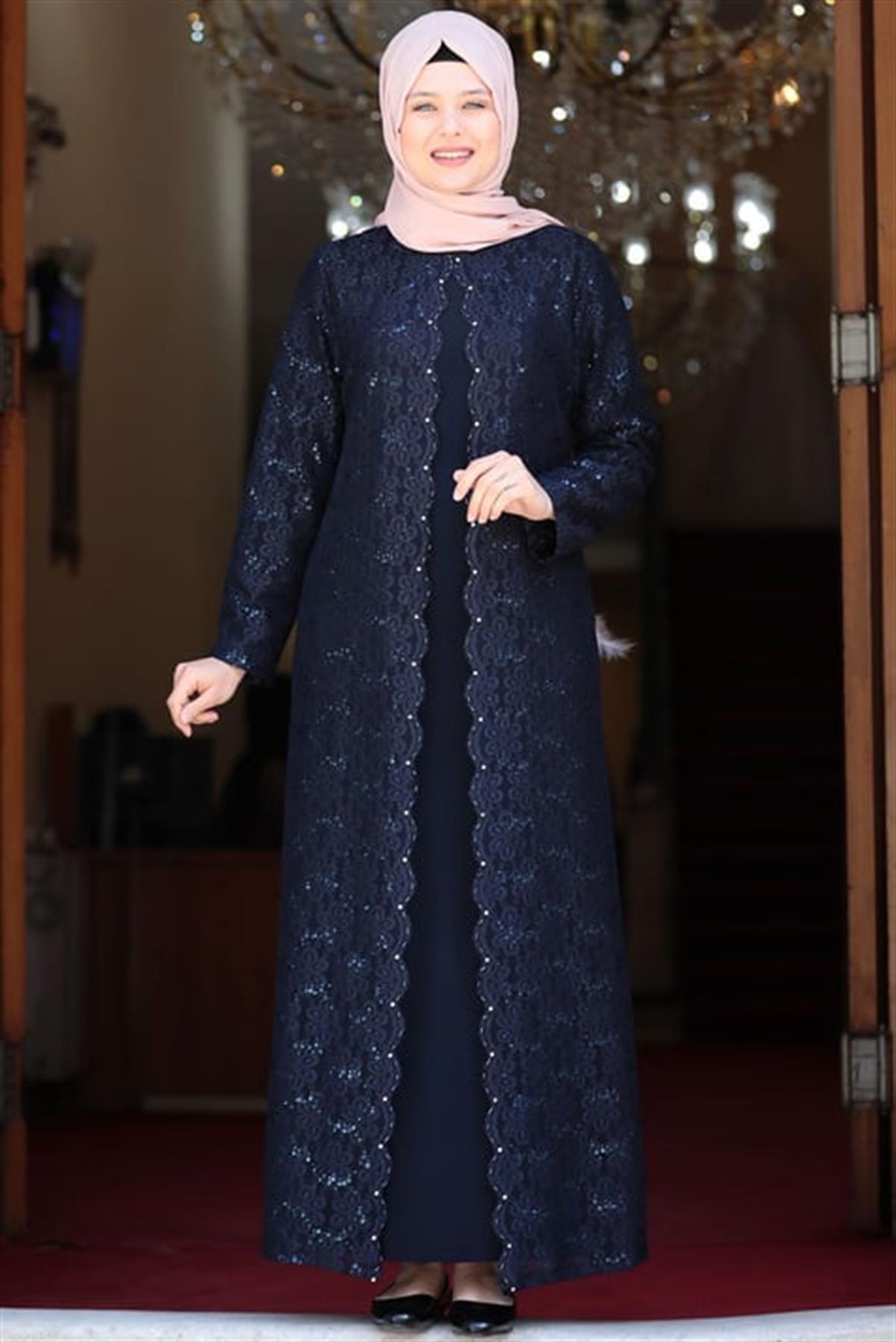  Papatya Abiye Elbise Lacivert