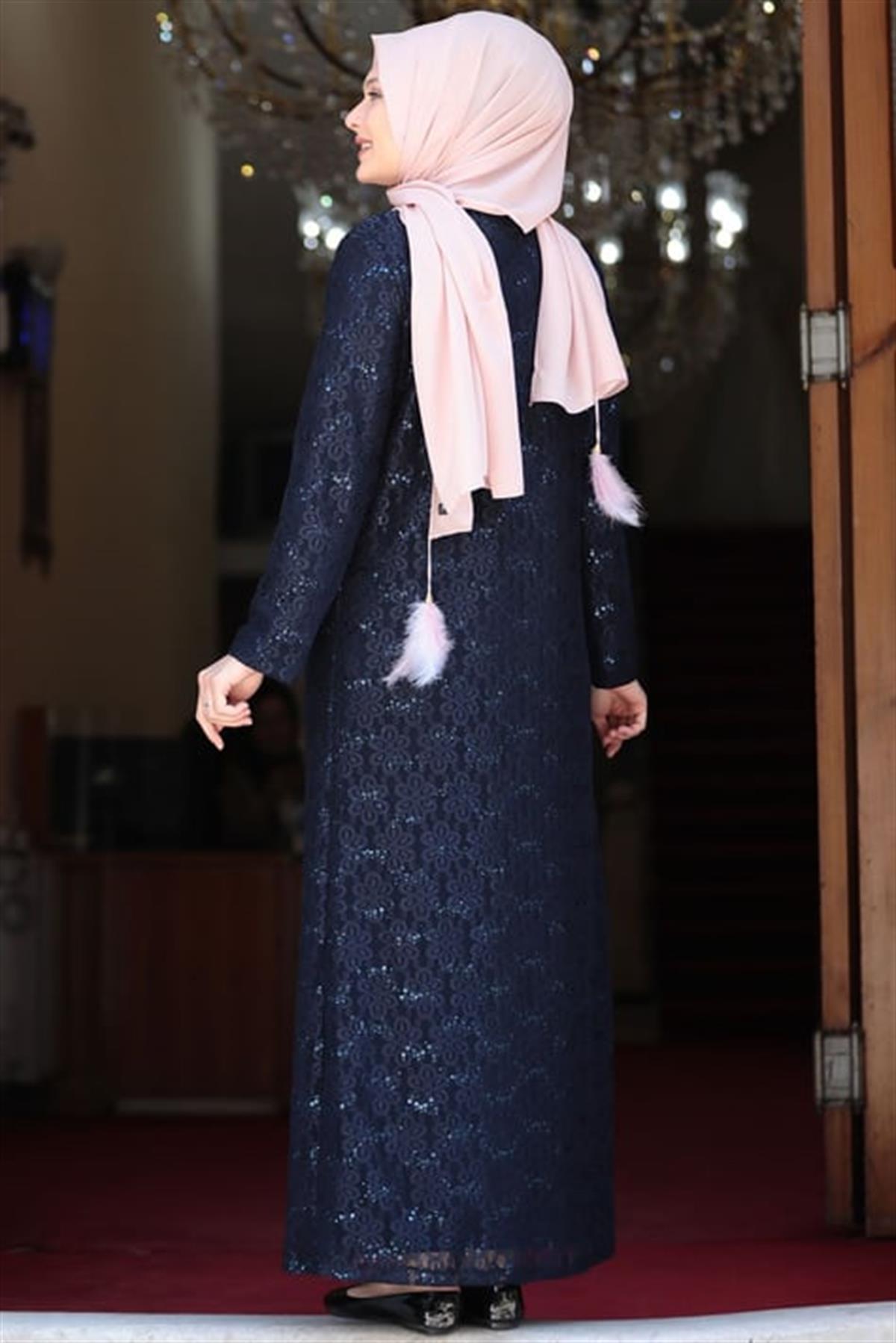  Papatya Abiye Elbise Lacivert