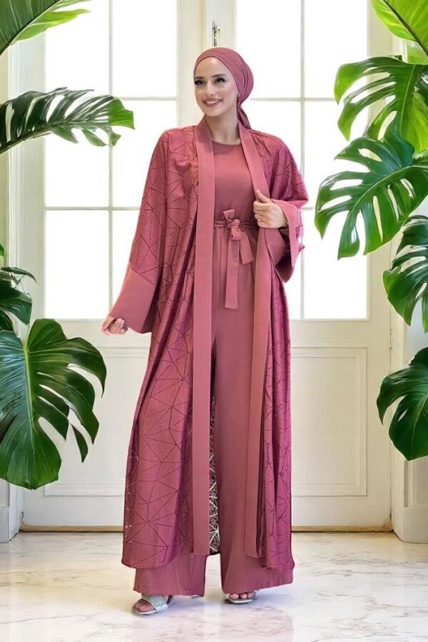 Abaya Tulum Takım  Gül Kurusu