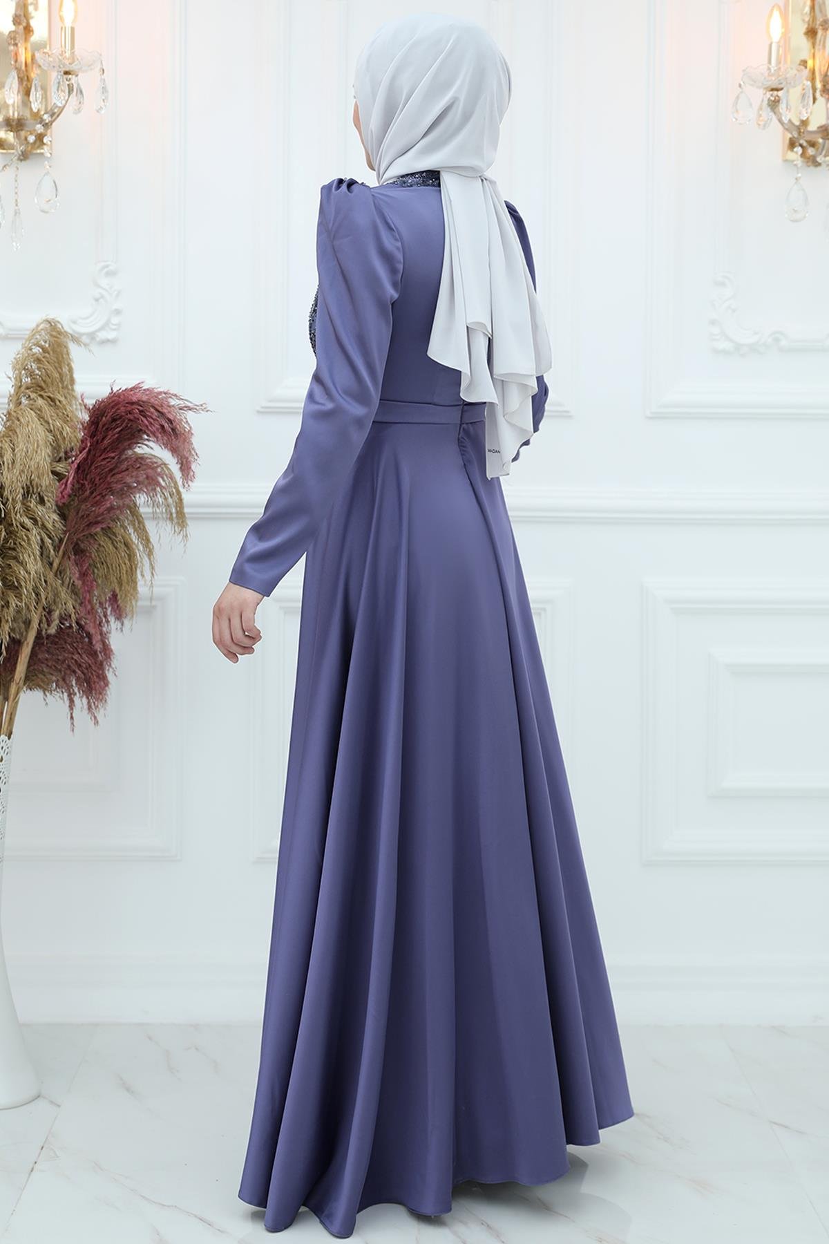 Arya Saten Abiye İndigo