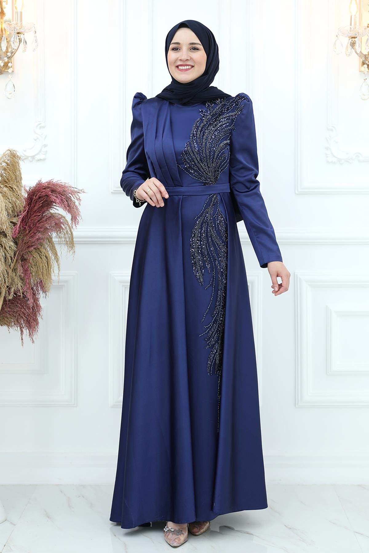 Arya Saten Abiye Lacivert