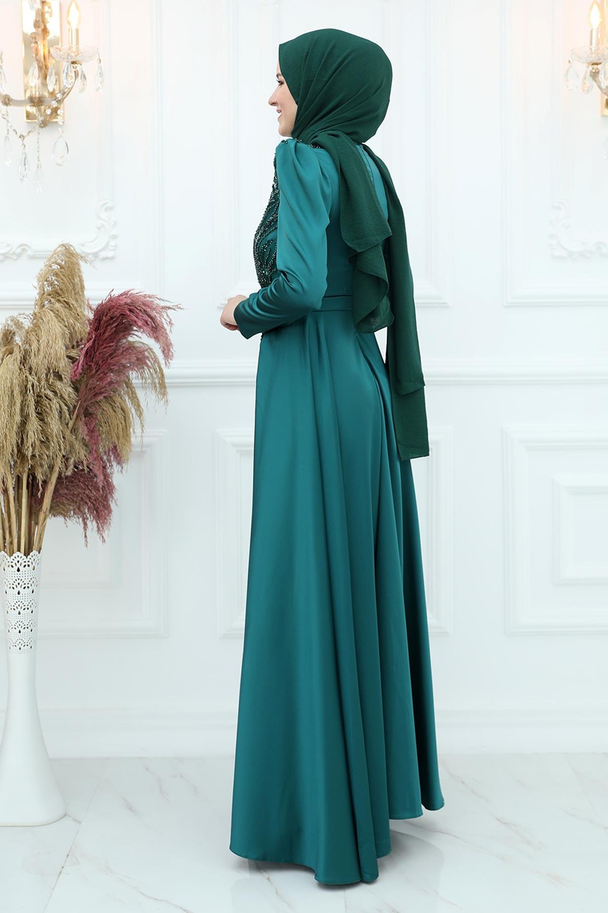 Arya Saten Abiye Zümrüt