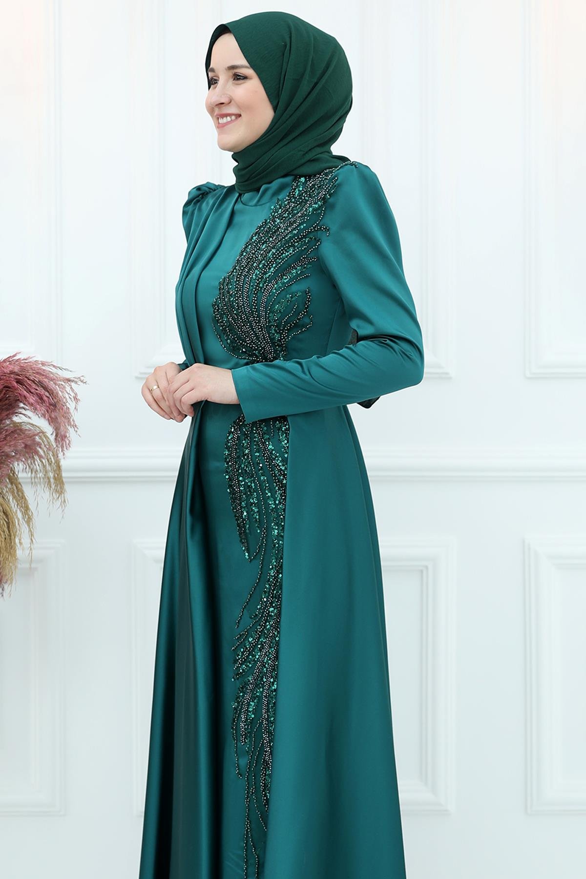 Arya Saten Abiye Zümrüt