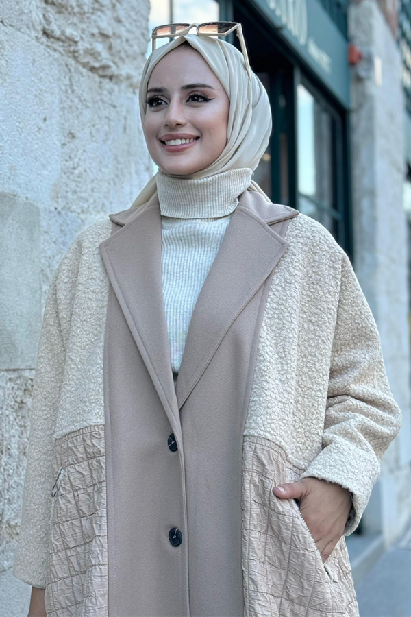 Astarlı Cepli Kapitone Kaban Vizon