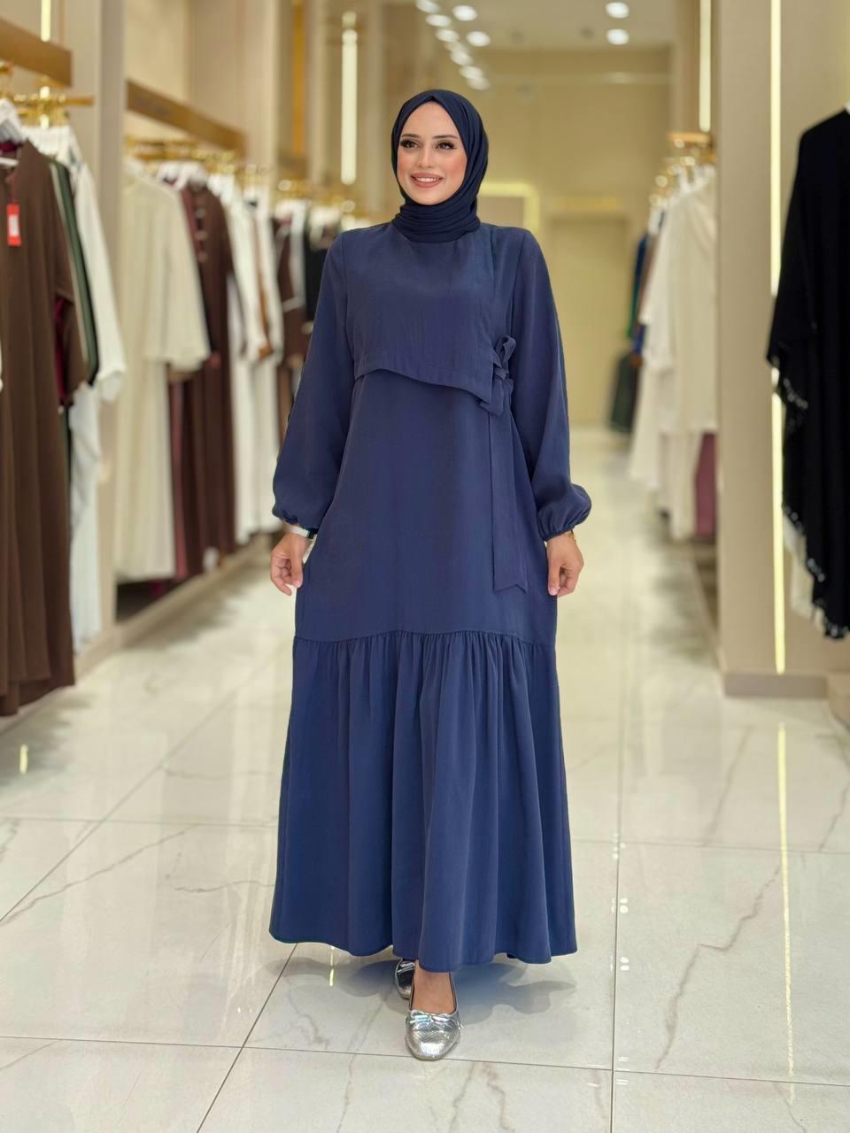 Bağlama Detaylı Elbise Lacivert