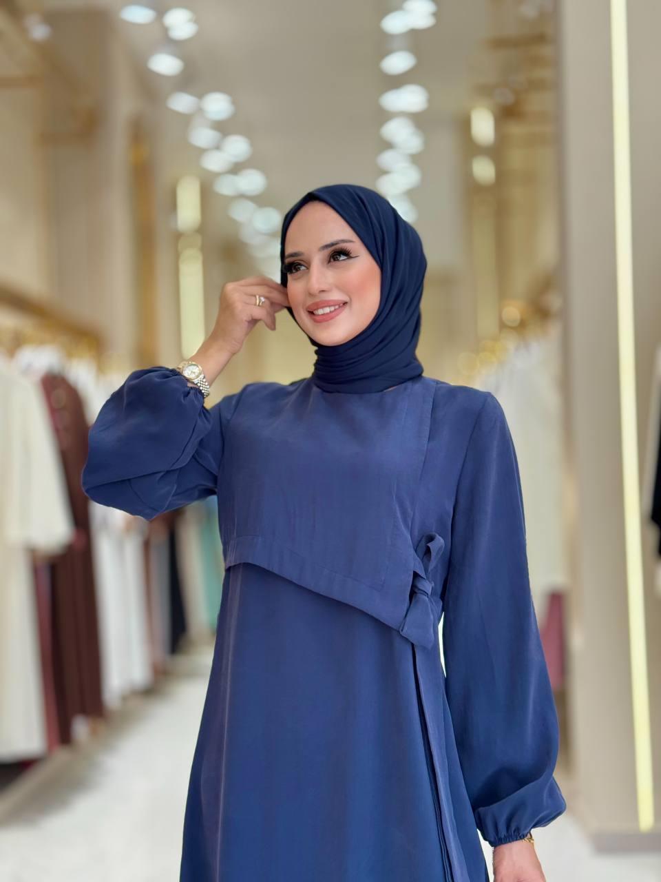 Bağlama Detaylı Elbise Lacivert