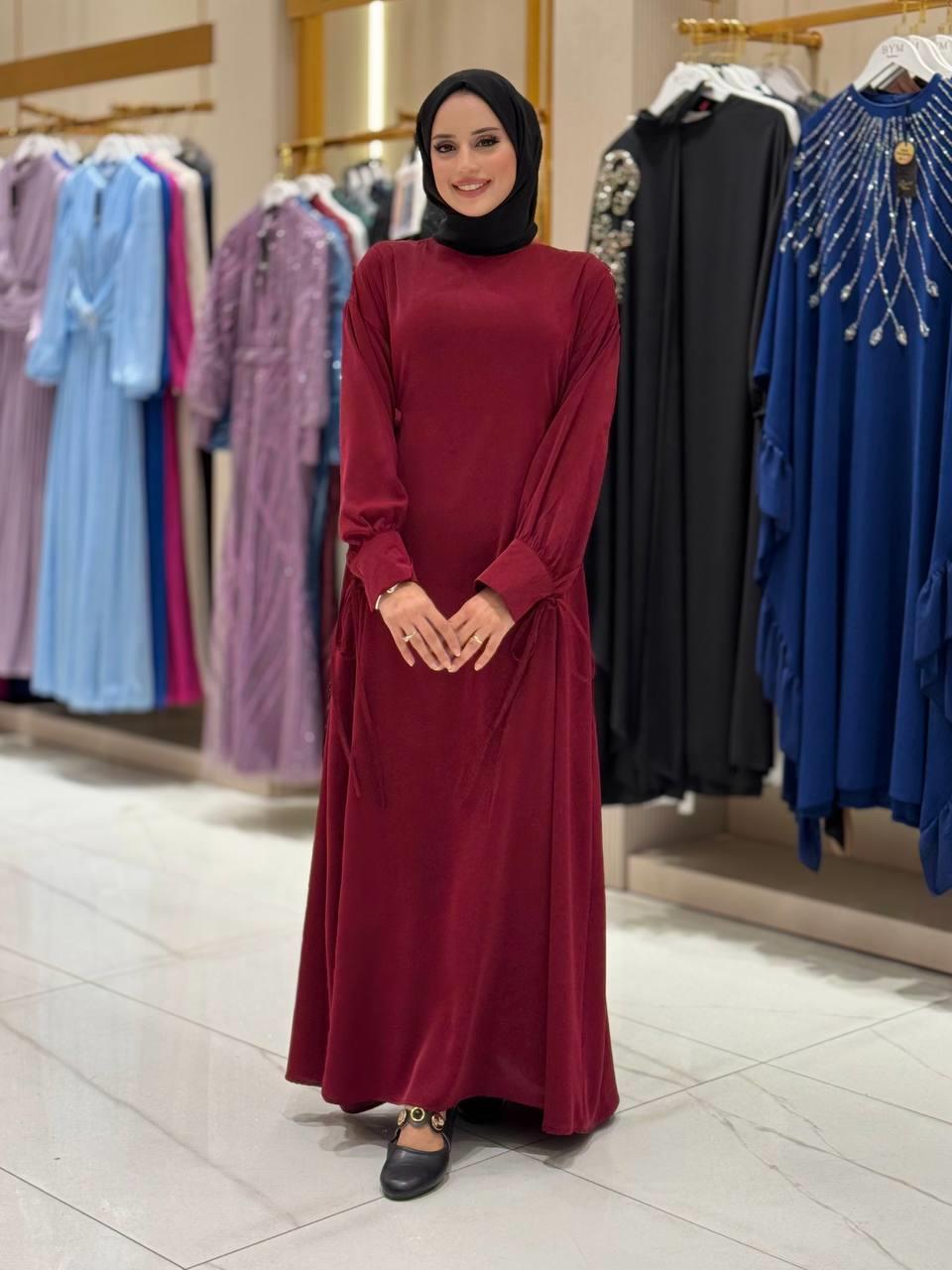 Bağlamalı Elbise Bordo 
