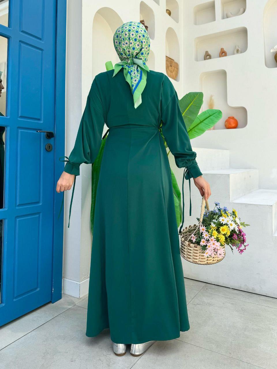Bağlamalı Elbise Zümrüt