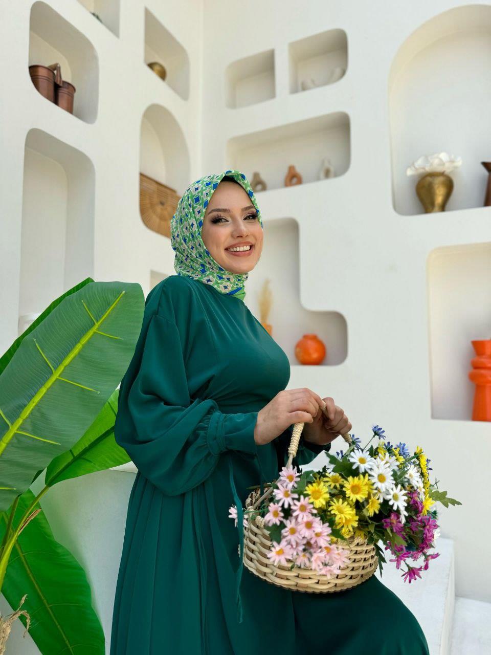 Bağlamalı Elbise Zümrüt