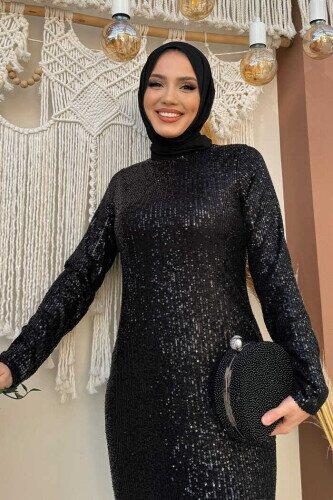 Balık Abiye Elbise Siyah