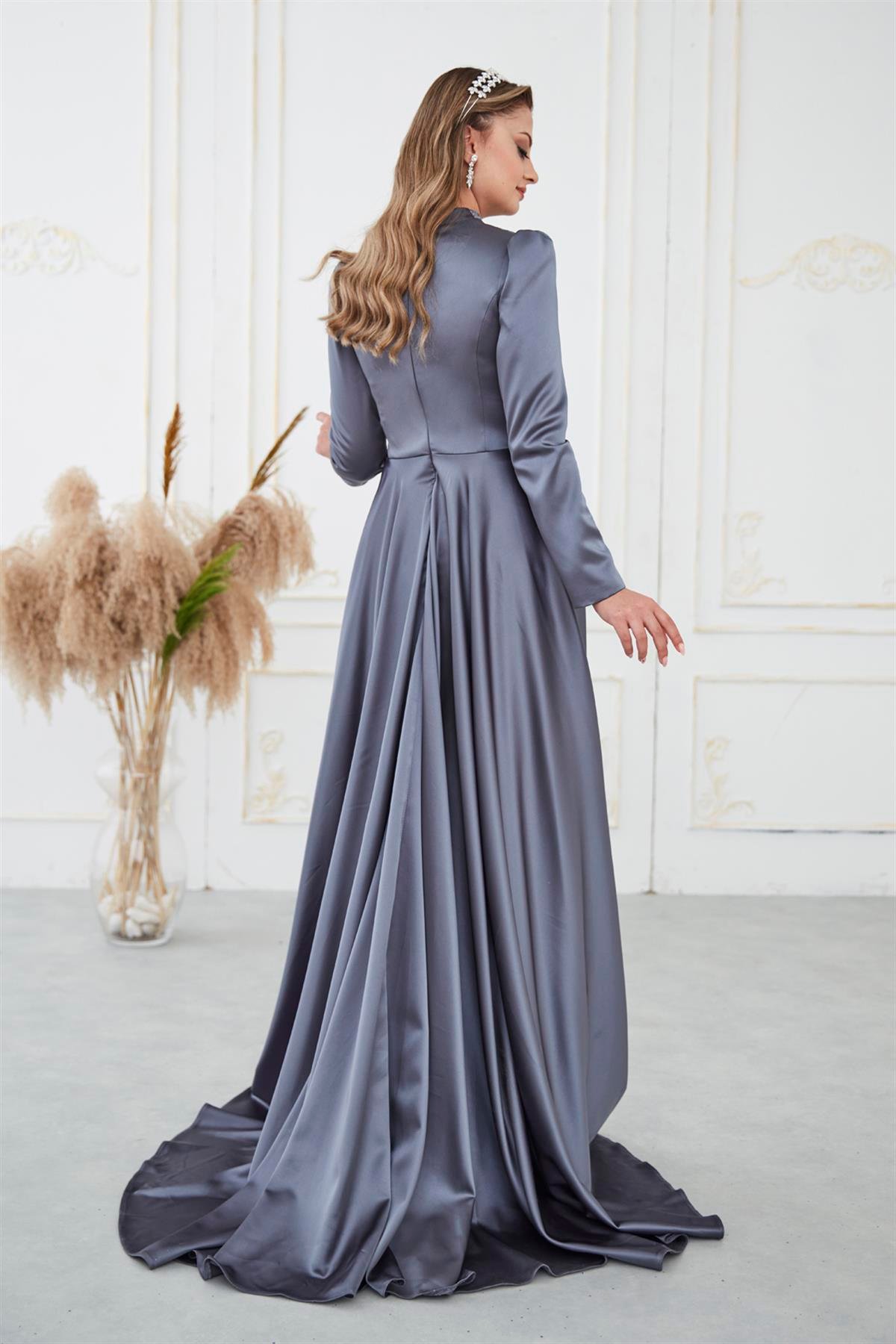 Bella Tesettür Abiye Antrasit