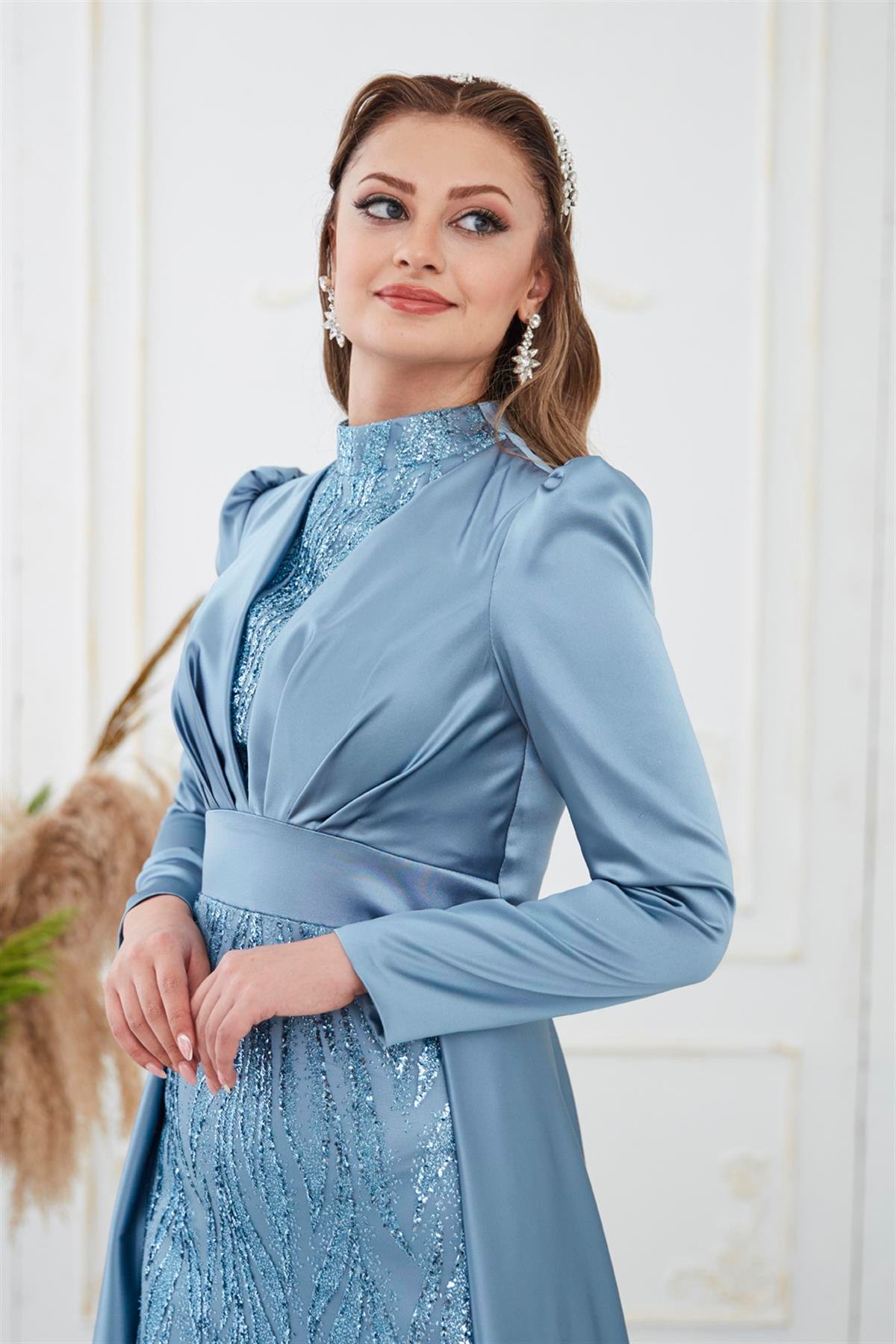 Bella Tesettür Abiye Mavi