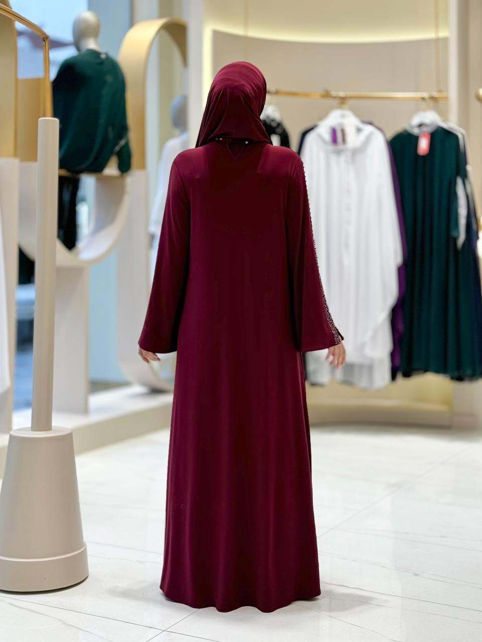 Bordo Pelerin Elbise Şal Üçlü Takım