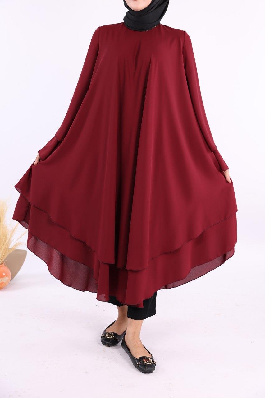 Bordo Şifon Kat Tunik 