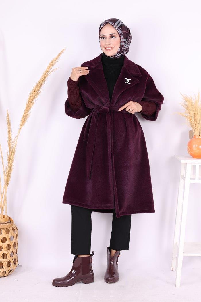 Bronş Detaylı Kap Mor