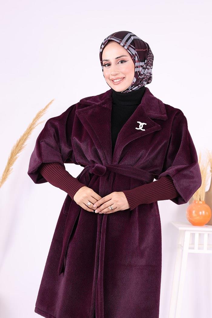 Bronş Detaylı Kap Mor