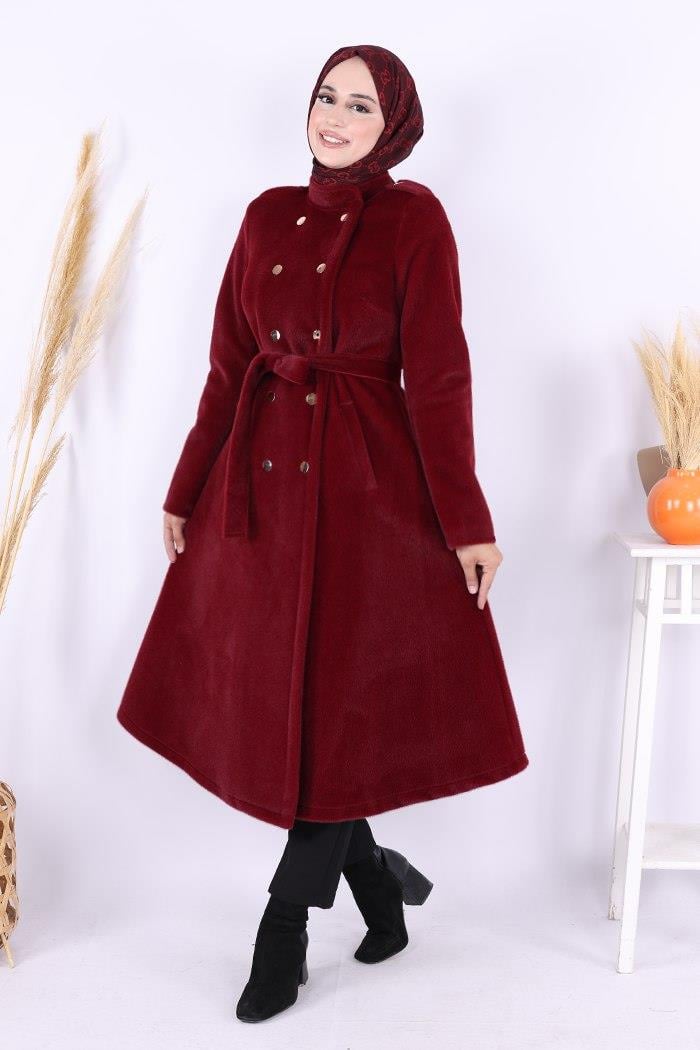 Çıt Çıt Düğme Kaban Bordo