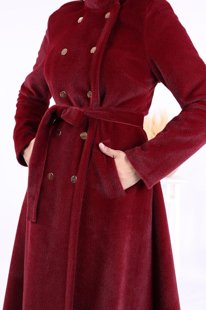 Çıt Çıt Düğme Kaban Bordo