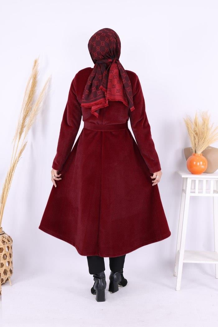 Çıt Çıt Düğme Kaban Bordo