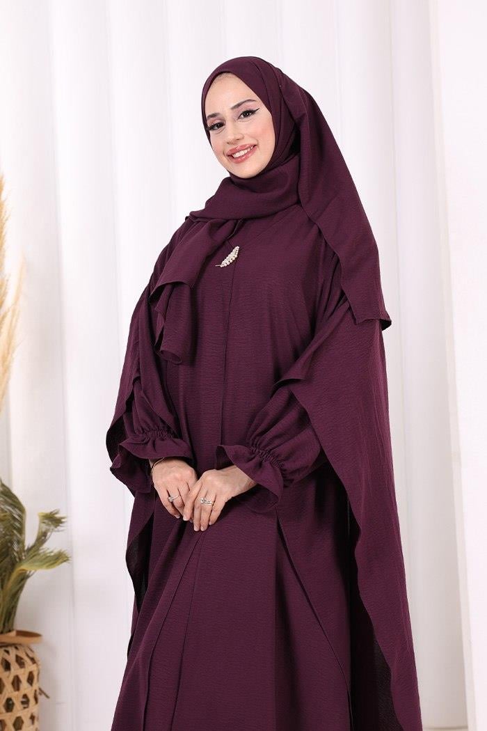 Elbise Panço ve Şal Takım Mürdüm 