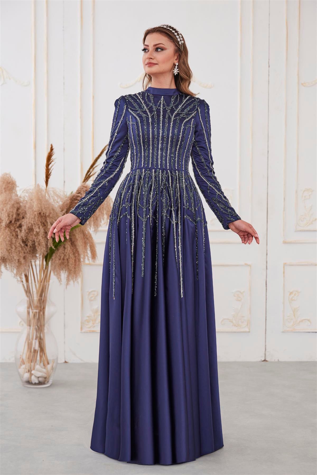 Emma Tesettür Abiye Lacivert