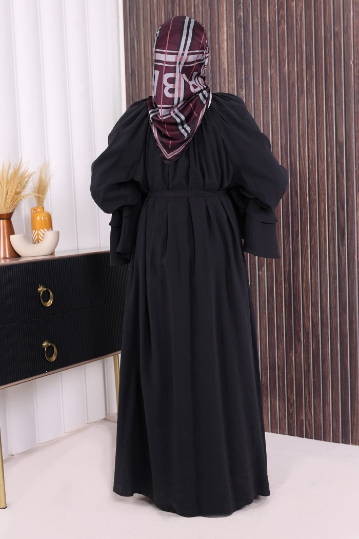 Fırfırlı Elbise Siyah