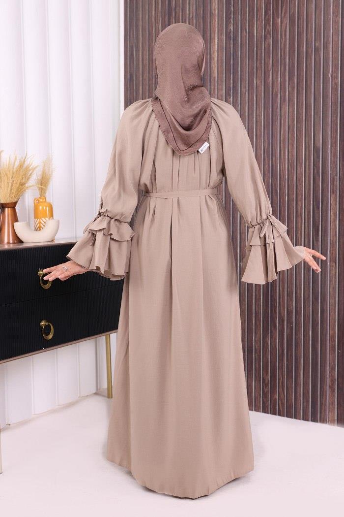 Fırfırlı Elbise Vizon