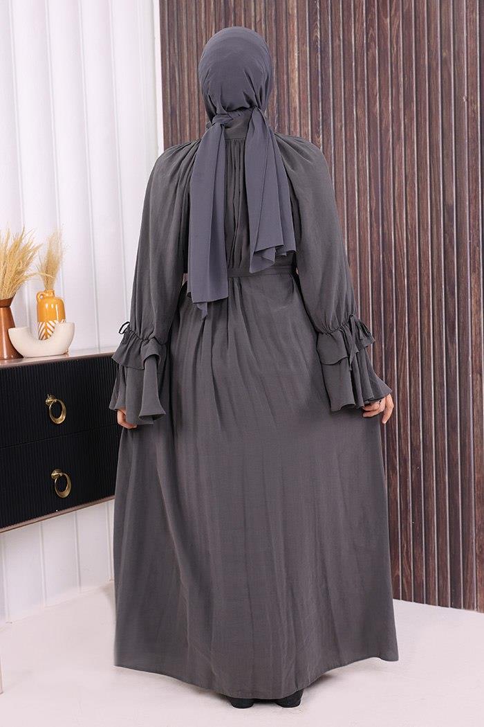 Fırfırlı Elbise Zümrüt