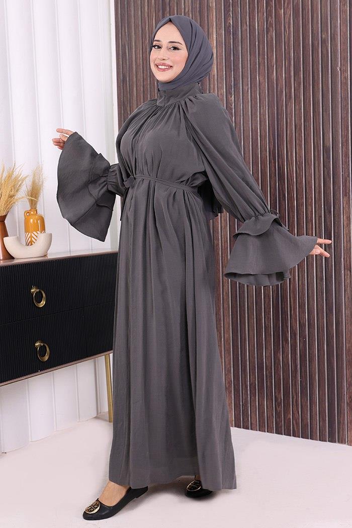 Fırfırlı Elbise Zümrüt