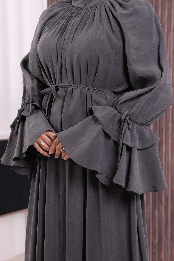 Fırfırlı Elbise Zümrüt