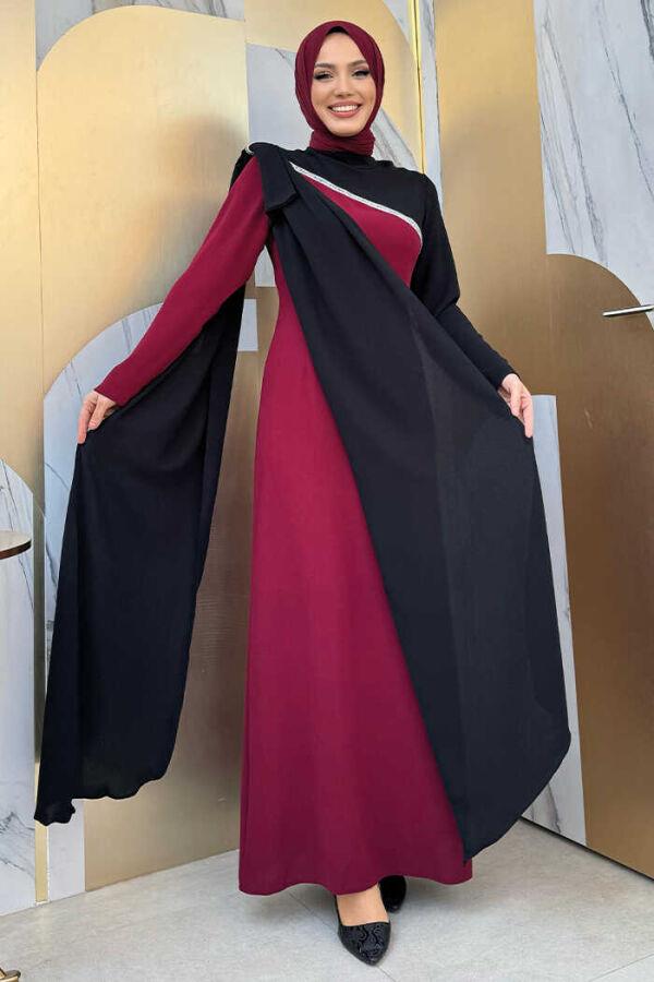 Fiyonk Abiye Elbise Bordo