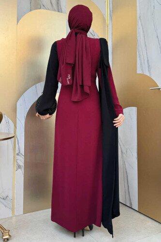 Fiyonk Abiye Elbise Bordo