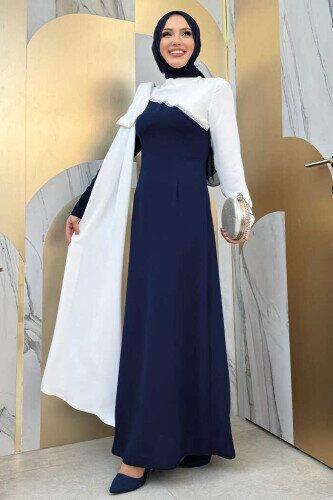 Fiyonk Abiye Elbise Lacivert 