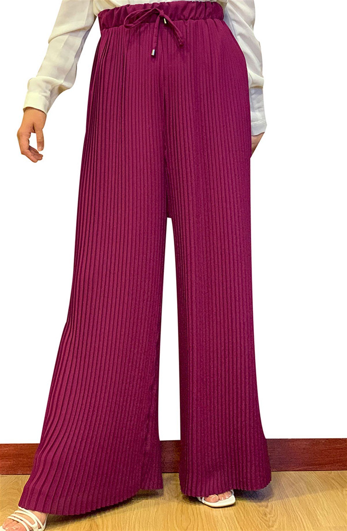 Fuşya Piliseli Pantolon