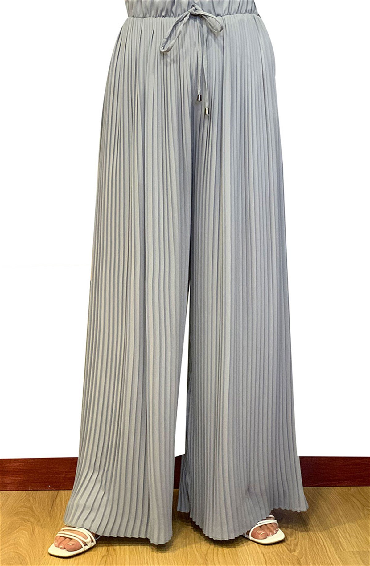 Gri Piliseli Pantolon 