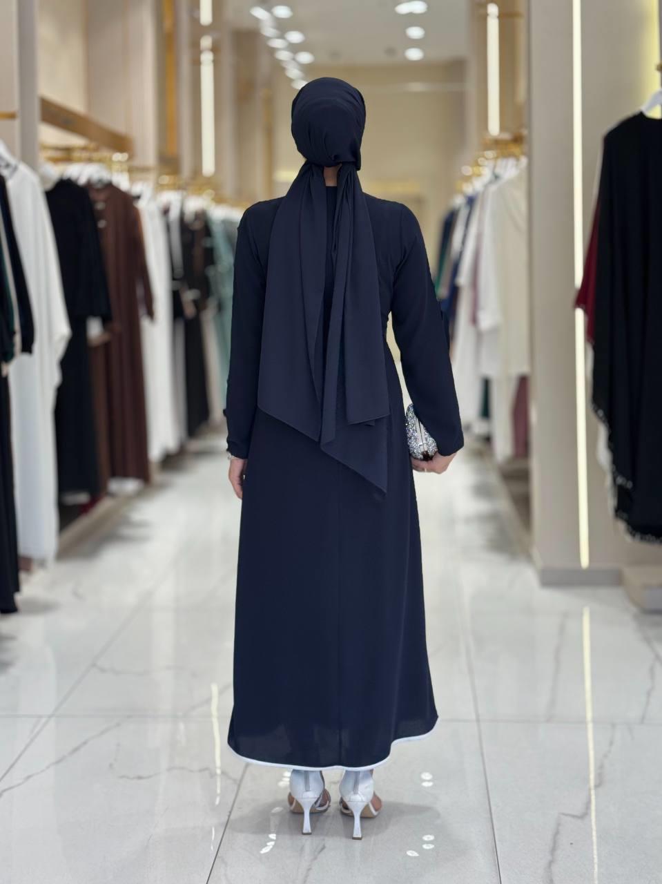 Gül Detaylı Elbise Lacivert