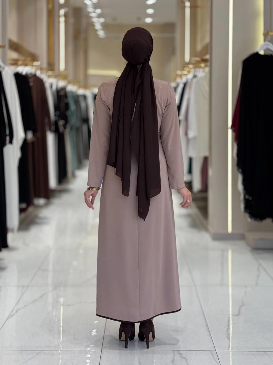 Gül Detaylı Elbise Vizon