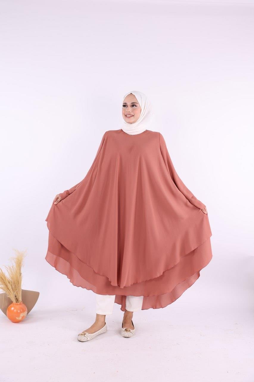 Gül Kurusu Şifon Kat Tunik 