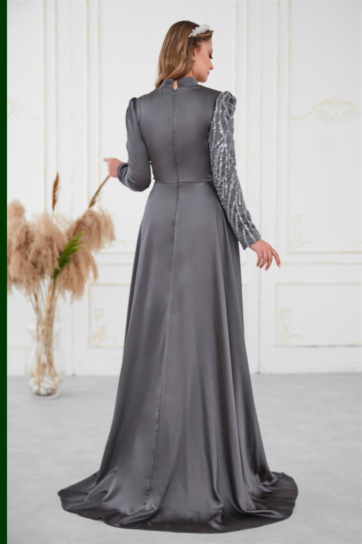 Helen Tesettür Abiye Antrasit