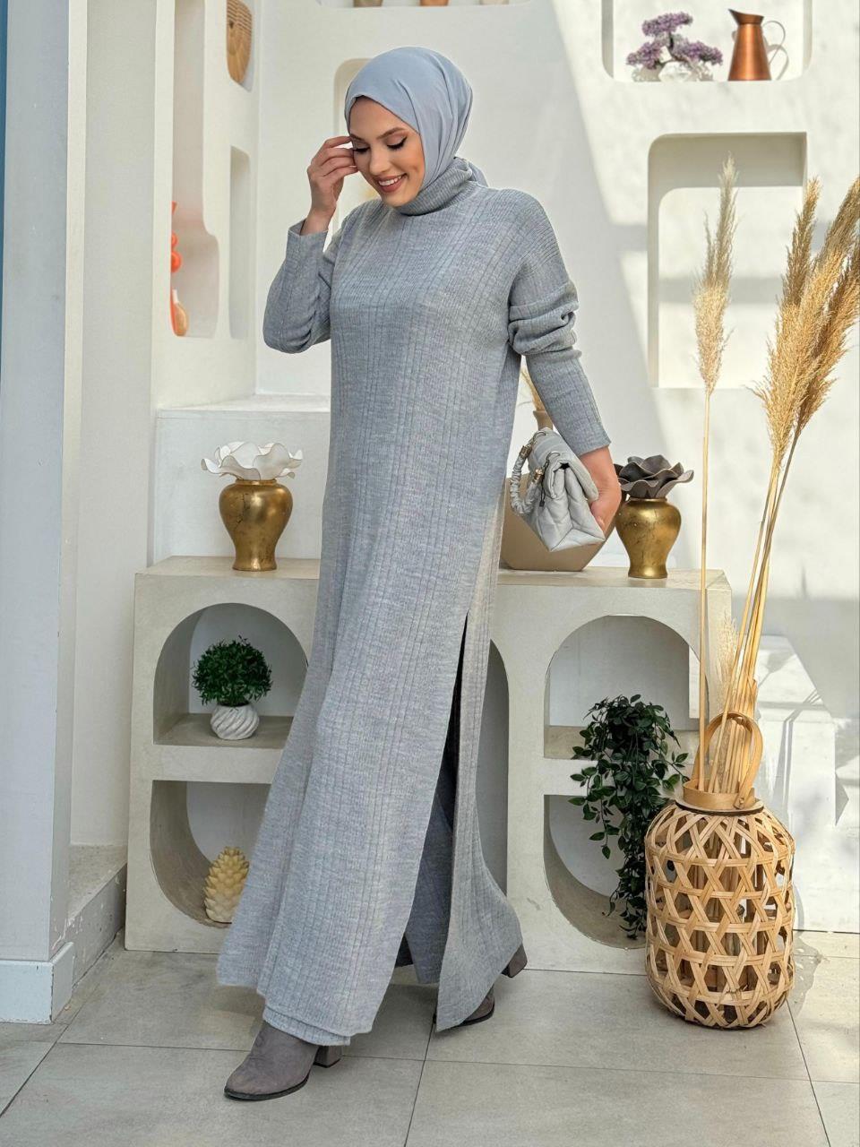 İkili Triko Takım Gri