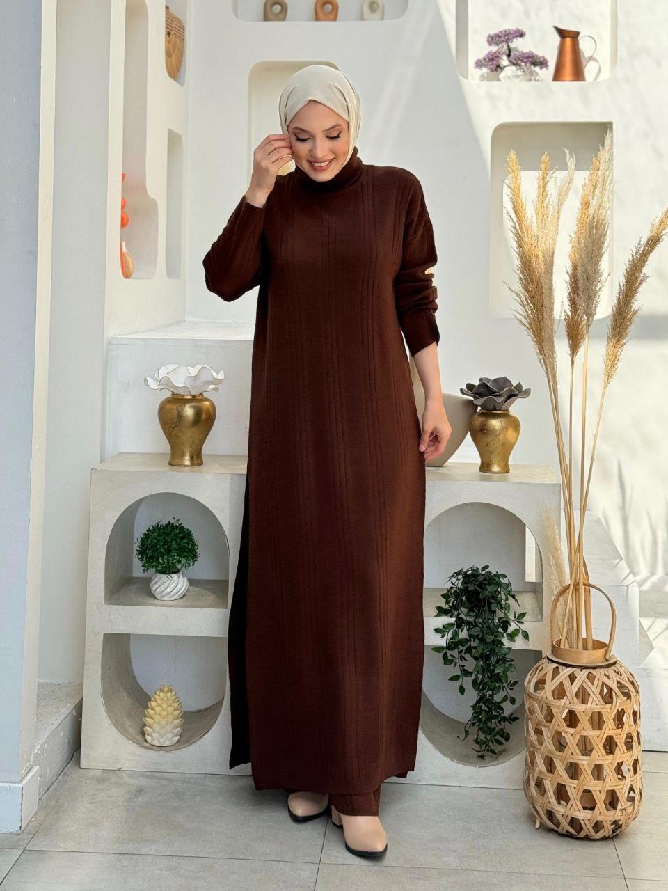 İkili Triko Takım Kahverengi