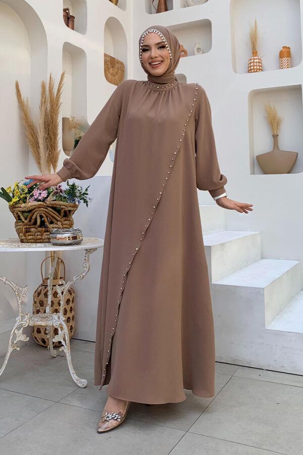 İncili Elbise Vizon