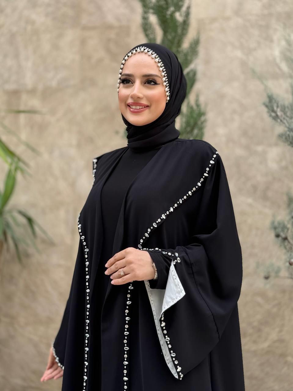 İncili Şifon Şal Siyah